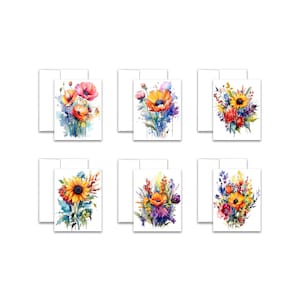 Note Card Set, Watercolor Flower Cards, Greeting card set, blank cards with envelopes, All occasion cards, watercolor note cards, notecards