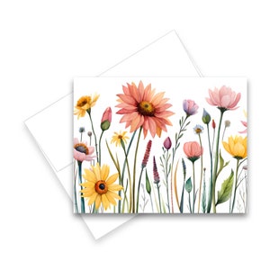 Wildflower Card, Set of blank note cards, all occasion cards, greeting card, watercolor note card, floral notecard, notecards with envelopes
