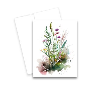 Blank Note Cards, Watercolor Flower Greeting Card, WildFlower Cards, Wild Flower cards, Notecards with envelopes, all occasion note cards,