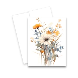Minimalist Floral Card, Set of blank note cards, floral note cards, all occasion cards, folded notecards, simple flower card, greeting card