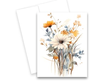 Minimalist Floral Card, Set of blank note cards, floral note cards, all occasion cards, folded notecards, simple flower card, greeting card