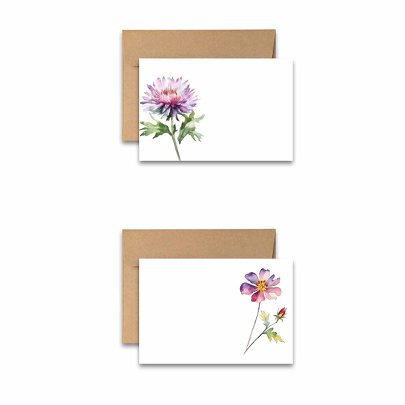 Flat Card Set, Wild Flower Cards, Assorted Cards, Blank Notecards