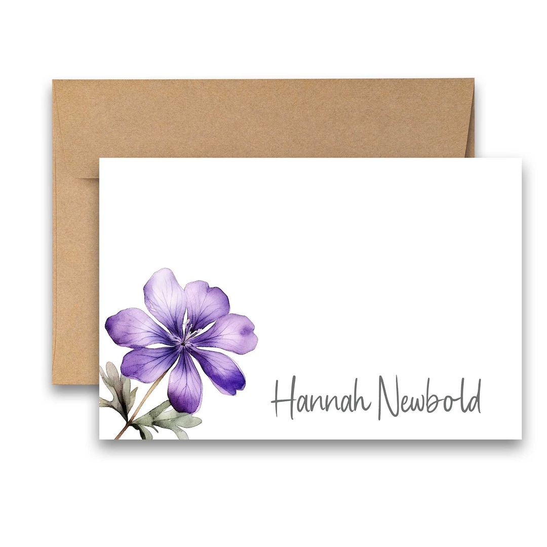 PERSONALIZED Flat Note Cards 4x6, Flower Notecard, Stationery Set ...