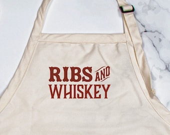 Ribs and Whiskey Canvas Apron with Adjustable Strap and Pockets | Widespread Panic