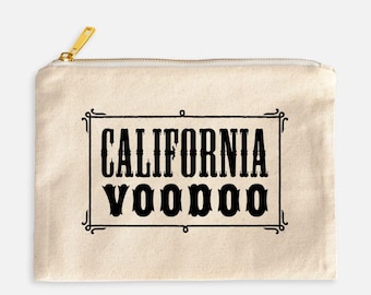 California Voodoo Cosmetics Bag For Women | Canvas Zippered Travel Pouch | Widespread Panic Lyric | Hatfield Quote