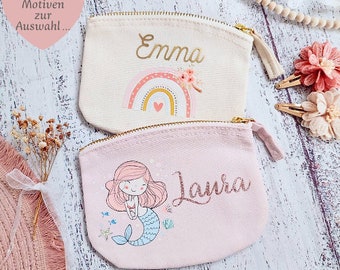 Kleine Haarspangentasche personalisiert, Täschchen mit Reissverschluss, Kleine Mädchen Tasche, Geschekidee