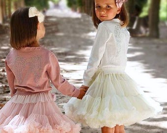 Tüllrock für Mädchen,Geburtstagsoutfit, Mädchen Rock festlich, Tutu mit Rüschen aus Soft Tüllstoff altrosa,rosa,creme, hellblau,lila...