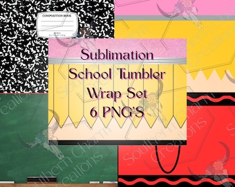 School Tumbler Wraps Digital Download File Tumblers Sublimation Template T-Shirts Back To School Teacher Gifts PNG File