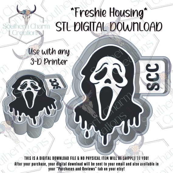 Ghostface Drip Halloween Freshie Housing STL File Digital Download 3D Printer File