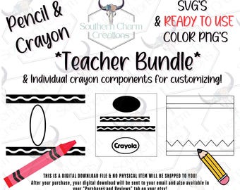 Pencil and Crayon Teacher Appreciation Bundle Digital Download for Tumbler Vinyl or Sublimation