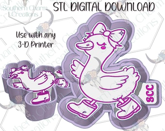 Goose with Bow Freshie Mold Housing STL File Digital Download 3D Printer File