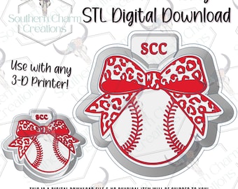 Leopard Baseball Bow Freshie Housing STL File Digital Download 3D Printer File
