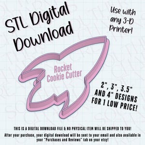 Rocket STL File Digital Download Cookie Cutter 3D Printer Download