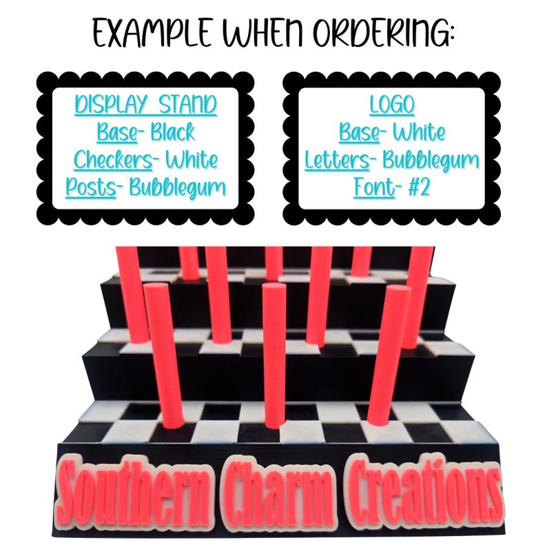 Straw Topper Display Stand, Custom Logo Vendor Display, Checkered Print ...