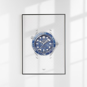 Omega Seamaster 300M Diver 60th edition watch poster technical drawing
