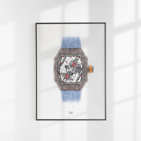 Richard Mille RM 27-04 Tourbillon Watch affiche impression dessin technique