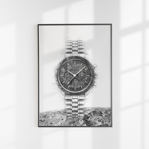 Omega Speedmaster Moonwatch ref. 310.30.42.50.01.002 watch poster print technical drawing