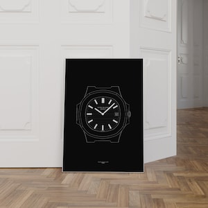 Patek Philippe Nautilus ref. 3700 Watch Outline Poster Horology Wall Art