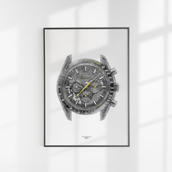 Omega Speedmaster Apollo 8 Dark Side Of The Moon Watch Poster Technical Drawing