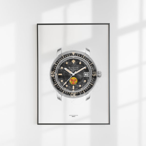 Blancpain Fifty Fathoms No Rad Watch Poster Technical Drawing