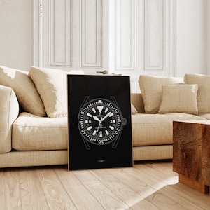 Omega Seamaster 300 Military Watch Outline Poster Print Horology Wall Art