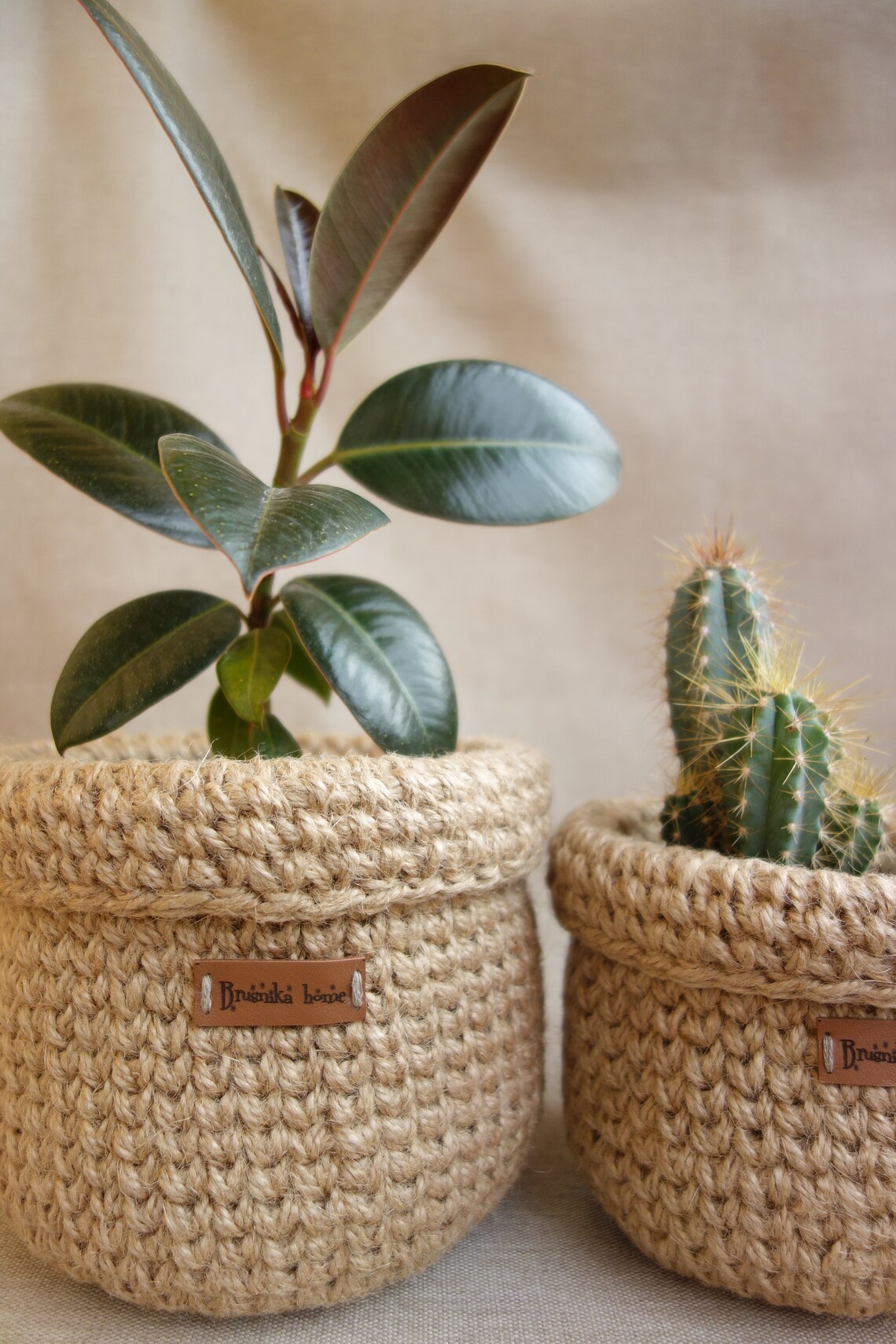 Set of 3 jute storage baskets jute basket for plants jute Etsy