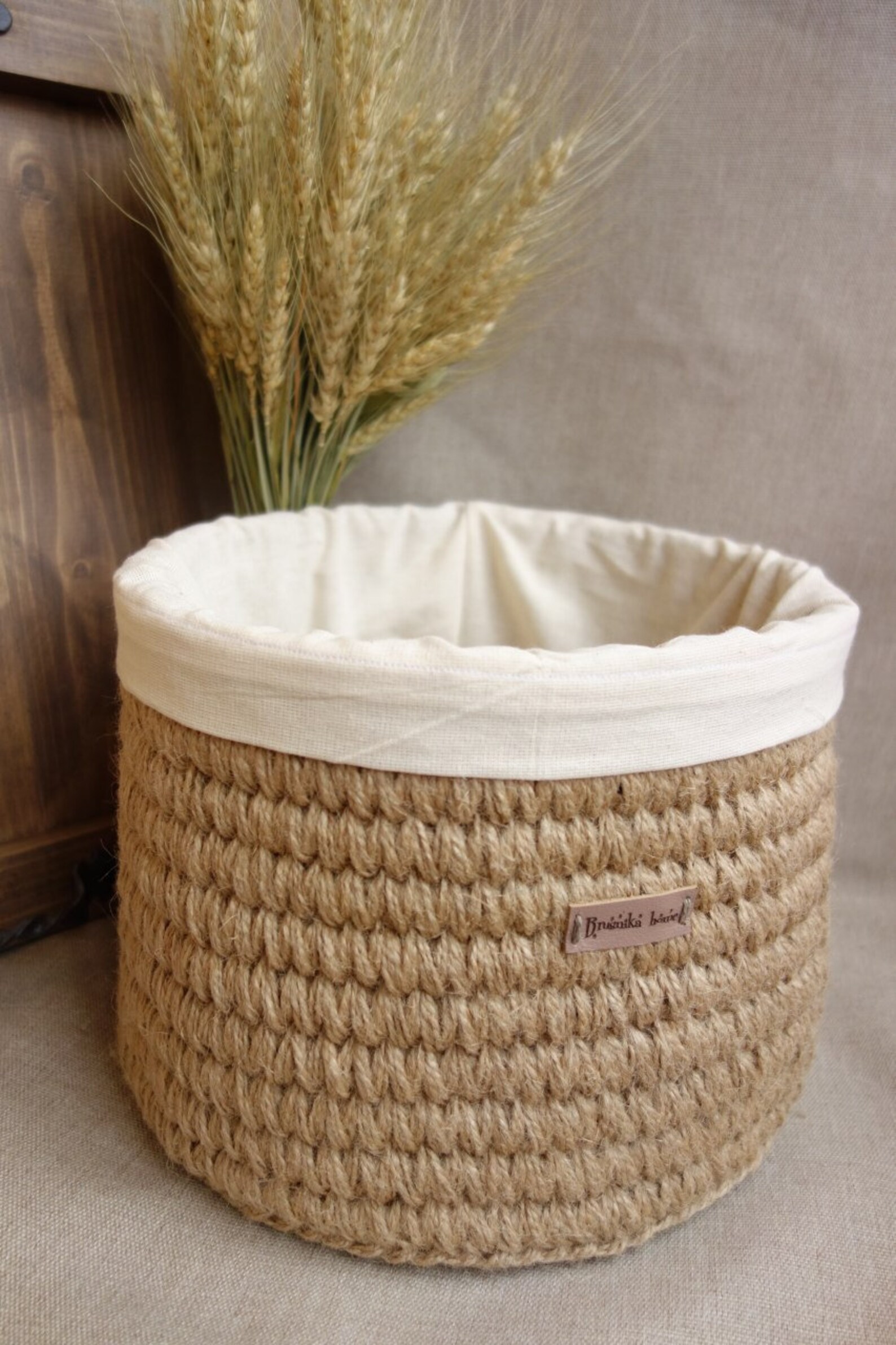 Large Jute basket knitted basket storage basket in bathroom Etsy