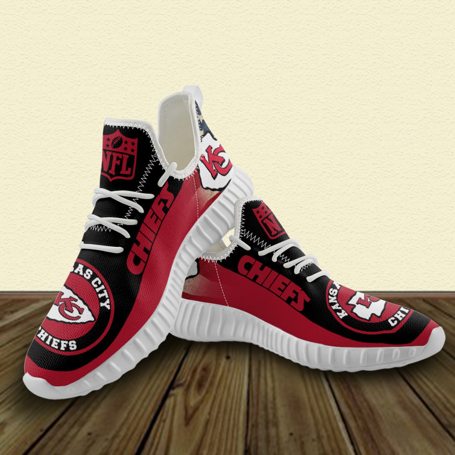 Kansas City Chiefs Sneakers Shoes Kansas City Chiefs NFL Etsy