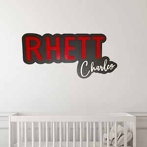 wood name sign, nursery name sign, girl name sign, above crib name sign, layered baby name sign, boy name sign, cut out sign