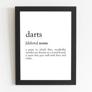 Darts Definition Print / Darts Gift / Darts Present / Darts Décor / Darts Art