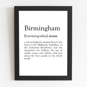 Birmingham Definition Print / Birmingham Geschenk / Birmingham Präsent / Birmingham Dekor / Birmingham Kunst