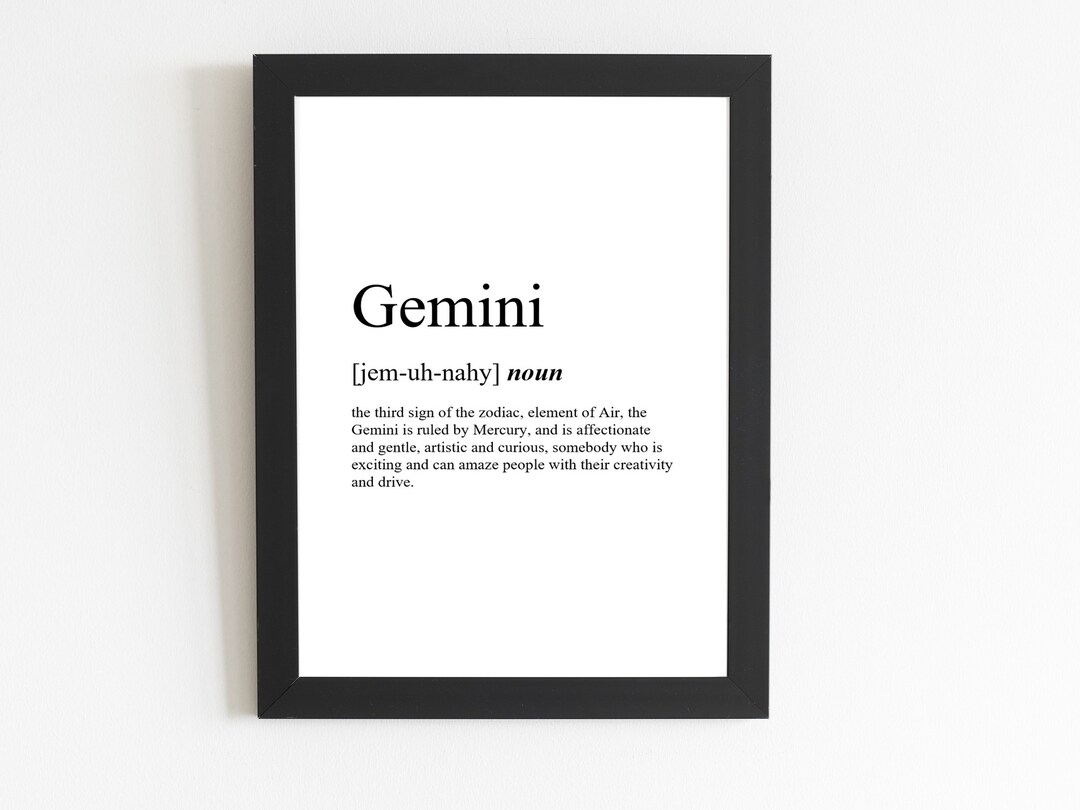 Gemini Definition Print / Gemini Gift / Gemini Present / Gemini Décor ...