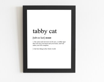 Tabby Cat Definition Print / Tabby Cat Gift / Tabby Cat Present / Tabby Cat Décor / Tabby Cat Art