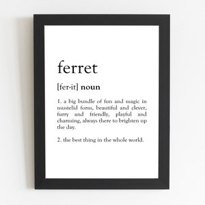 Frettchen Definition Print / Frettchen Geschenk / Frettchen Geschenk / Frettchen Dekor / Frettchen Kunst