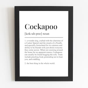 Cockapoo Definition Print, Funny Dog Lover Wall Art, Doggy Mom Gift