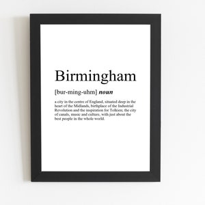 Birmingham Definition Print / Birmingham Gift / Birmingham Present / Birmingham Décor / Birmingham Art / Birmingham History