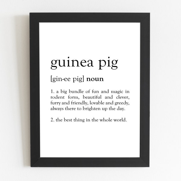 Guinea Pig Definition Print / Guinea Pig Gift / Guinea Pig Print / Guinea Pigs / Guinea Pig Lover Gift / Dictionary Print / Wall Art