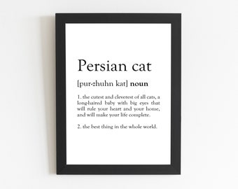 Persian Cat Definition Print / Persian Cat Gift / Cats / Cat Lover Print / Cat Lover Gift / Cat Print / Dictionary Print / Wall Art