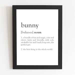 Bunny Definition Print / Bunny Gift / Bunny Present / Bunny Décor / Bunny Art / Rabbit Gift / Rabbit Present / Rabbit Décor / Rabbit Art