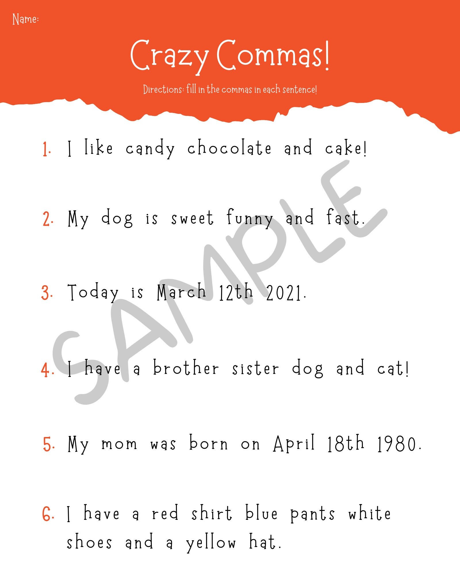 commas-worksheet-for-dates-or-to-separate-a-series-k-5-elementary-school-language-arts-teachers-and-students-class-kindergarten-1st-grade-etsy for Free Printable Commas In A Series Worksheets Commas Worksheet: for Dates or to Separate A Series; K-5 Elementary School Language Arts Teachers and Students, Class Kindergarten 1st Grade - Etsy for Free Printable Commas In A Series Worksheets