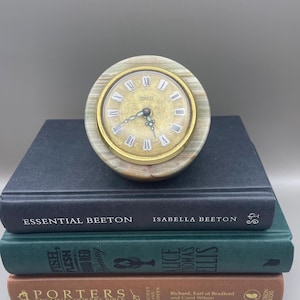 Vintage Onyx Alabaster |Green Stone Clock|  Table Clock