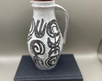 Vintage Jasba Ceramic Vase Black & White Mid-Century German Pottery 247-18