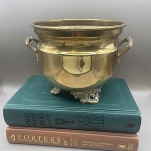 Vintage Brass Planter Pot: Decorative Handles & Feet, Elegant Home Decor