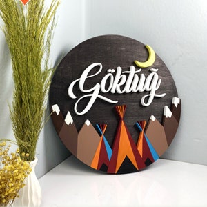 Mountain Nursery Name Sign: Custom Camping Decor