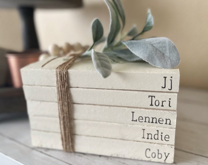 Personalized Book Stacksbook Stacks With Namesreal Booksfarmhouse Decor Christmas Gifts Etsy