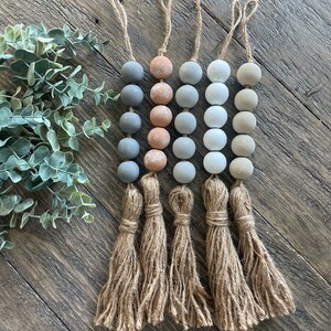 Door knob tassel set| wood bead door tassels| farmhouse beaded tassels| door knob beads| decorative door hanger