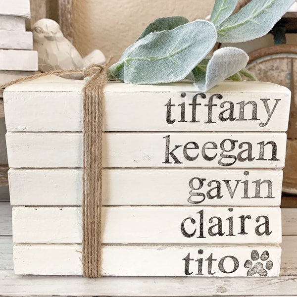 Personalized Book Stacks|book stacks with names|real books|farmhouse decor| Christmas gifts