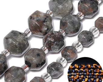 6/8/10mm faceted yooperlite natural flame stone beads spacer beads