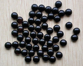 50 unids/lote de cuentas de cabujón redondas de ónix negro natural para la fabricación de accesorios de joyería de 8mm