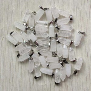 50pcs natural rock quartz crystal hexagonal pillar charms pendants